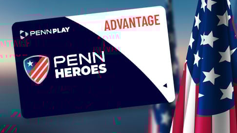 PENN Heroes players card with American flag in background